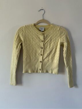 Butter Yellow Cable Knit Cardigan | Preppy Old Money Quiet Luxury Sweater